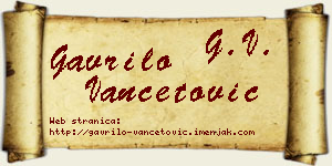 Gavrilo Vančetović vizit kartica